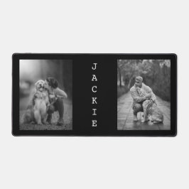 Schwarzweiß-Hund-Mama Vater Zwei FotoCollage Schreibtischunterlage