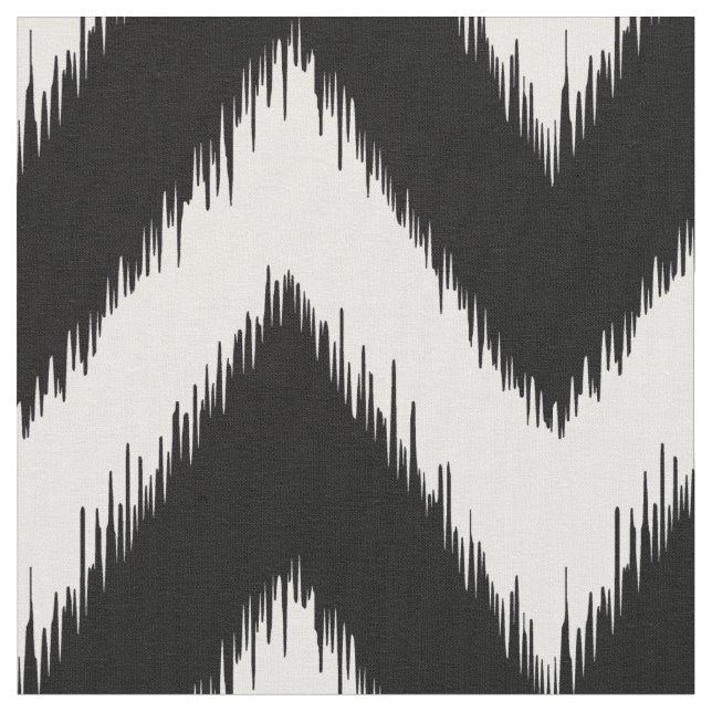Schwarzweiss-Ikat Zickzack Stoff (Nahaufnahme)