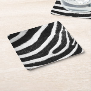 Schwarzweiss-Imitatpelzstreifen Zebra-Druck Rechteckiger Pappuntersetzer