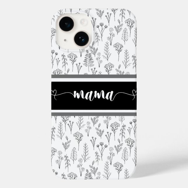 Schwarzweiß-iPhone-Gehäuse für Mama Case-Mate iPhone 14 Hülle (Rückseite)