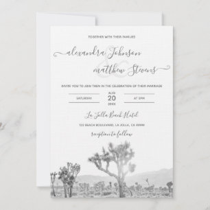 Schwarzweiß-Joshua Tree Hochzeitseinladung Einladung