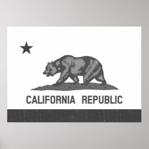 Schwarzweiss-Kalifornien-Republik (Staatsflagge) Poster