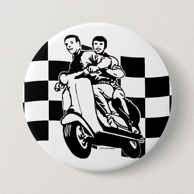 Schwarzweiss-Karorollerreiter Button (Vorderseite)