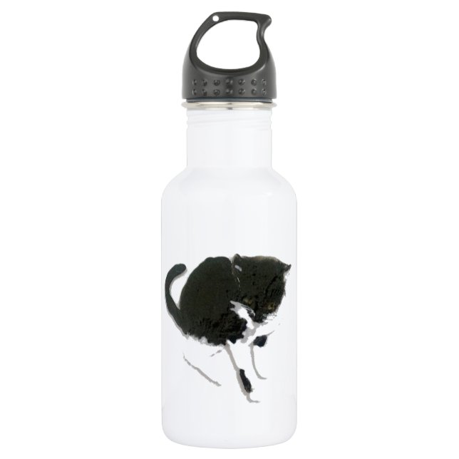 Schwarzweiss-Katzen-Kunst Trinkflasche (Vorderseite)