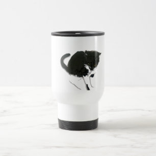 Schwarzweiss-Katzen-Malerei Reisebecher