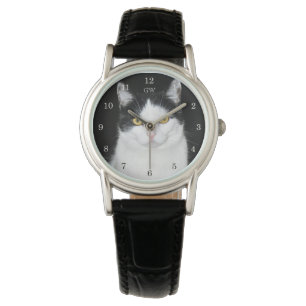Schwarzweiss-Katzen-Porträt Armbanduhr