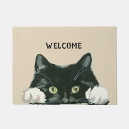 Schwarzweiss-Katzenwillkommensfußmatte Fußmatte