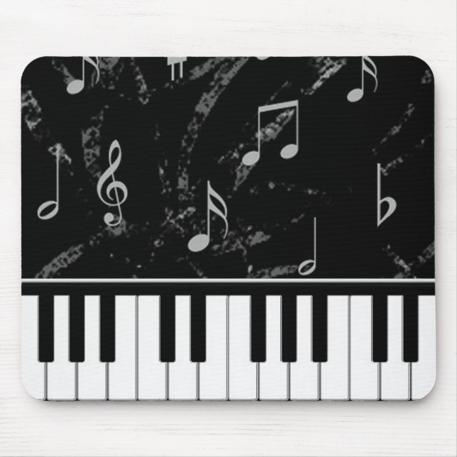 Schwarzweiss-Klavier-Musik-Mausunterlage Mousepad (Vorne)
