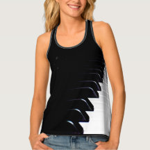 Schwarzweiss-Klavier-Musik-Mode-Trägershirt
