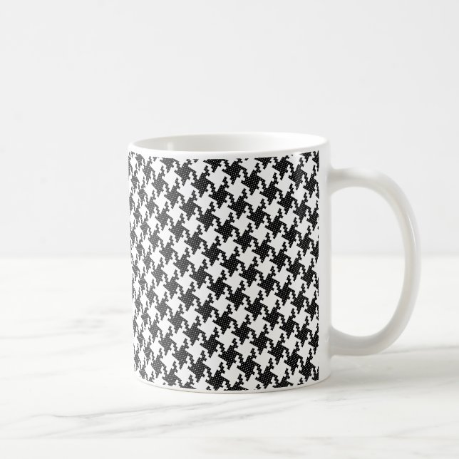 Schwarzweiß-Kreuzstich-Hahnentrittmuster Pied-de-P Kaffeetasse (Rechts)