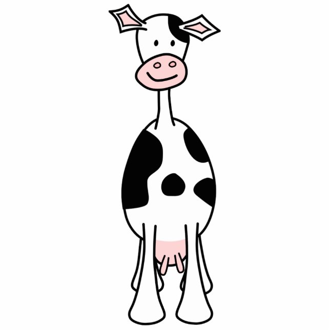 Schwarzweiss-Kuh-Cartoon. Front Freistehende Fotoskulptur (Vorne)
