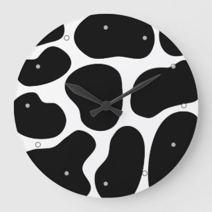 Schwarzweiss-Kuh-Druck-Muster Große Wanduhr