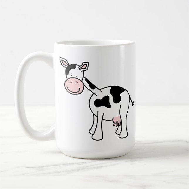 Schwarzweiss-Kuh-Karikatur Kaffeetasse (Links)