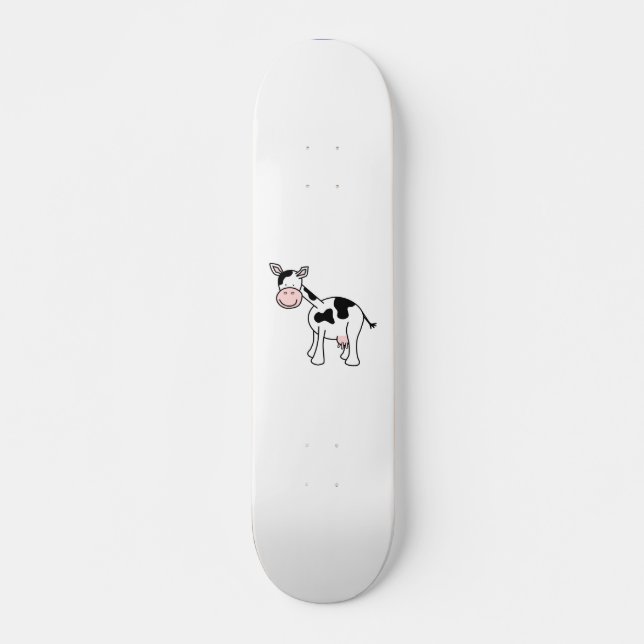 Schwarzweiss-Kuh-Karikatur Skateboard (Vorne)