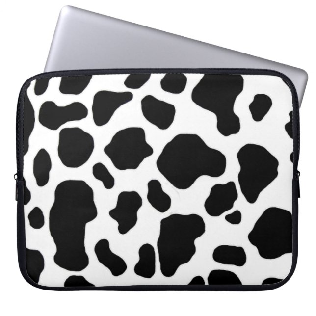 Schwarzweiss-Kuhdruck-Laptophülse Laptopschutzhülle (Vorderseite)
