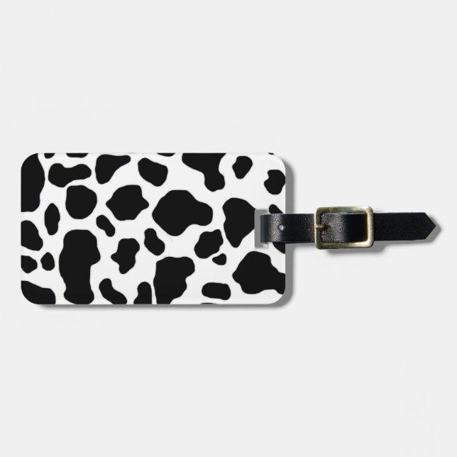 Schwarzweiss-Kuhdruckmuster Gepäckanhänger (Vorderseite horizontal)