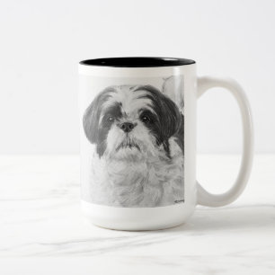 Schwarzweiss-Kunst Shih Tzu Zweifarbige Tasse