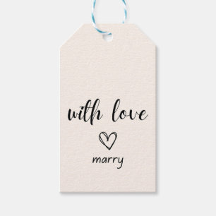 Schwarzweiß-Lässige Schrift und Herz mit Liebe Geschenkanhänger