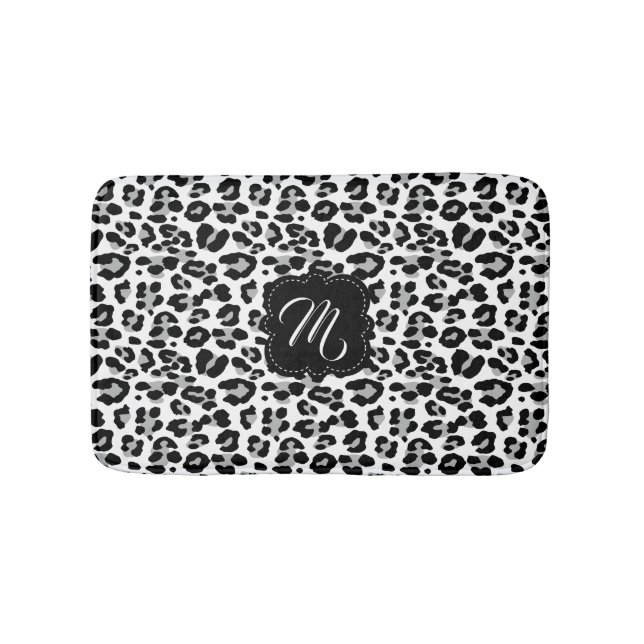 Schwarzweiss-Leopard-Druck mit kundenspezifischem Badematte (Vorderseite)