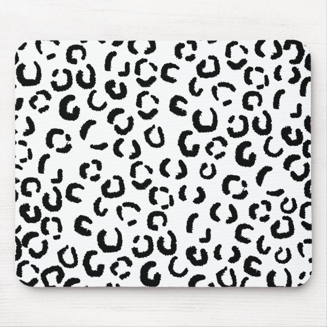 Schwarzweiss-Leopard-Druck-Muster Mousepad (Vorne)