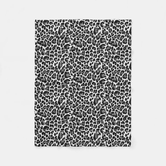 Schwarzweiss-Leopard-Haut-Druck Fleecedecke (Vorderseite)