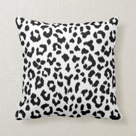 Schwarzweiss-Leoparddruck mit Monogramm Kissen