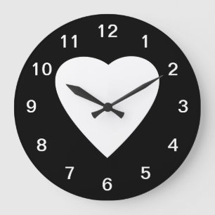 Schwarzweiss-Liebe-Herz-Entwurf Große Wanduhr
