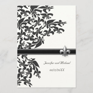 Schwarzweiss-Lilien-Entwurfs-Hochzeit laden ein Einladung