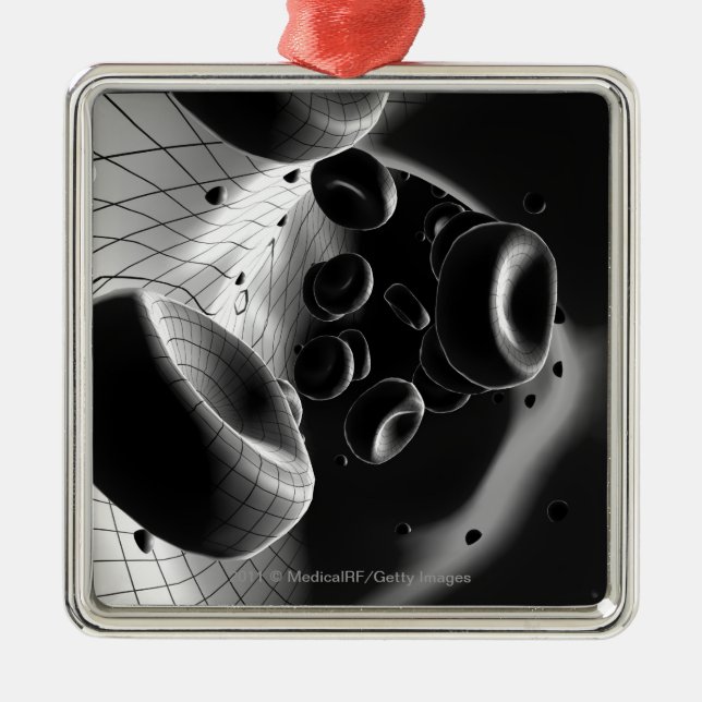 Schwarzweiss-lineare Wiedergabe der Blutzellen Silbernes Ornament (Vorne)