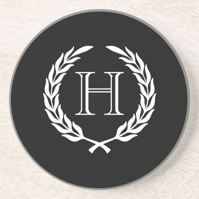 Schwarzweiss-Lorbeer-Kranz Getränkeuntersetzer (Vorne)