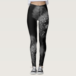 Schwarzweiss-Löwenzahn-Druck-Leggings Leggings