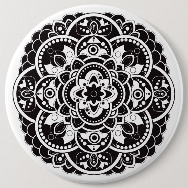 Schwarzweiss-Mandala Button (Vorderseite)