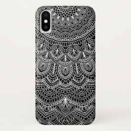 Schwarzweiss-Mandala iPhone X Hülle
