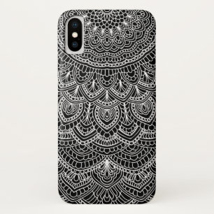 Schwarzweiss-Mandala iPhone X Hülle
