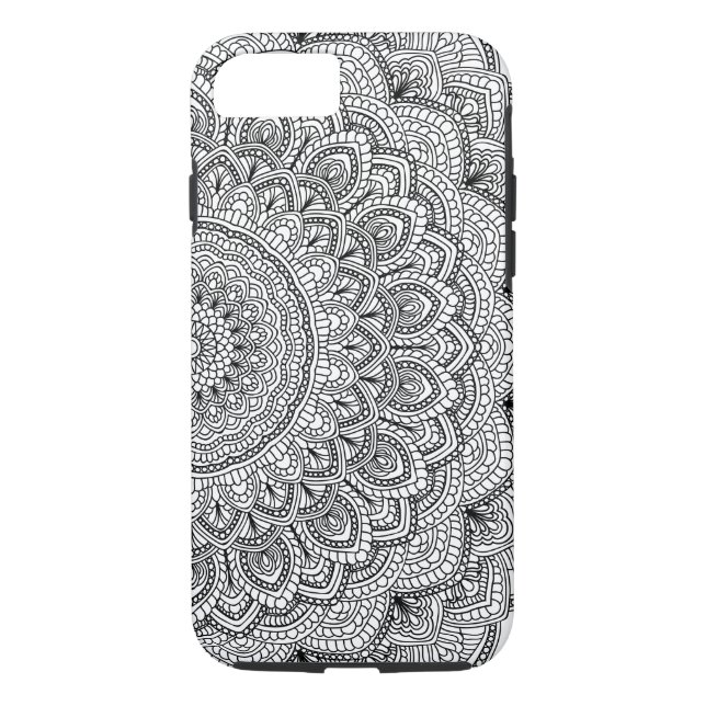 Schwarzweiss-Mandala Case-Mate iPhone Hülle (Rückseite)