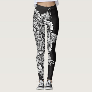 Schwarzweiss-Mandala Leggings