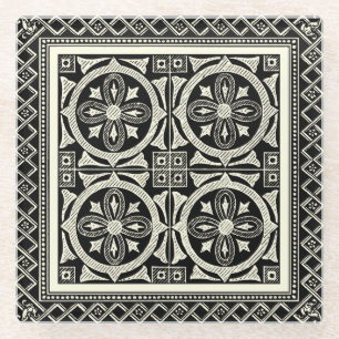 Schwarzweiss-Mandala-Motiv durch Visions-Studio Glasuntersetzer