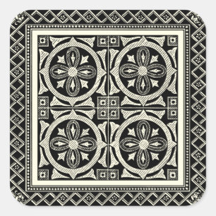Schwarzweiss-Mandala-Motiv durch Visions-Studio Quadratischer Aufkleber