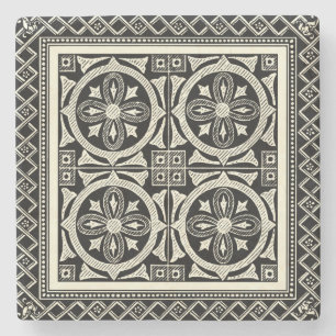 Schwarzweiss-Mandala-Motiv durch Visions-Studio Steinuntersetzer