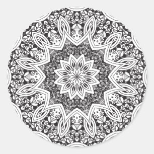 Schwarzweiss-Mandala Runder Aufkleber