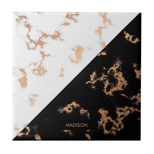 Schwarzweiss-Marmor Fliese (Vorderseite)