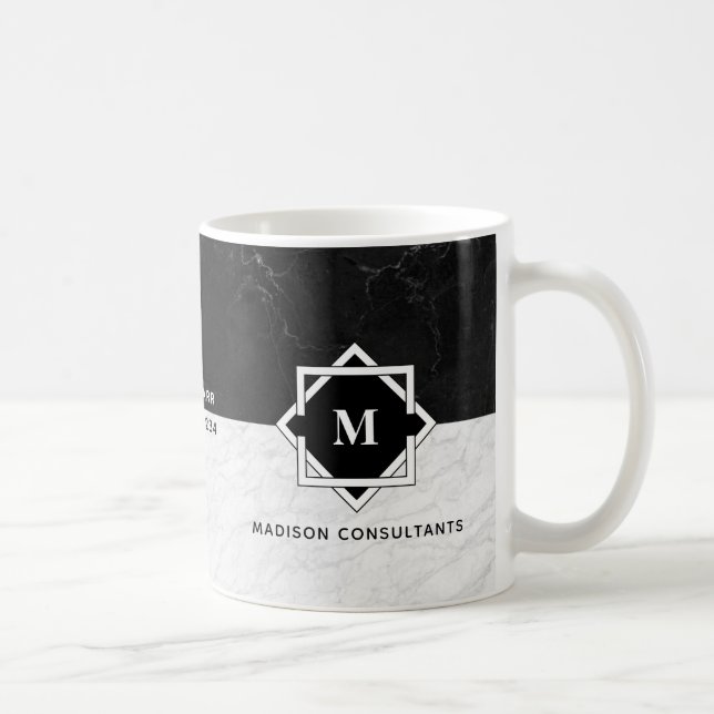 Schwarzweiss-Marmormonogramm Kaffeetasse (Rechts)