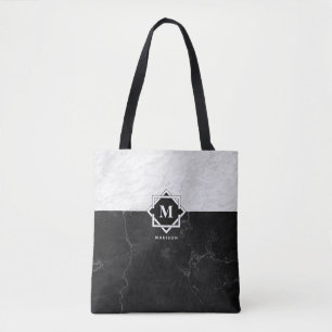 Schwarzweiss-Marmormonogramm Tasche