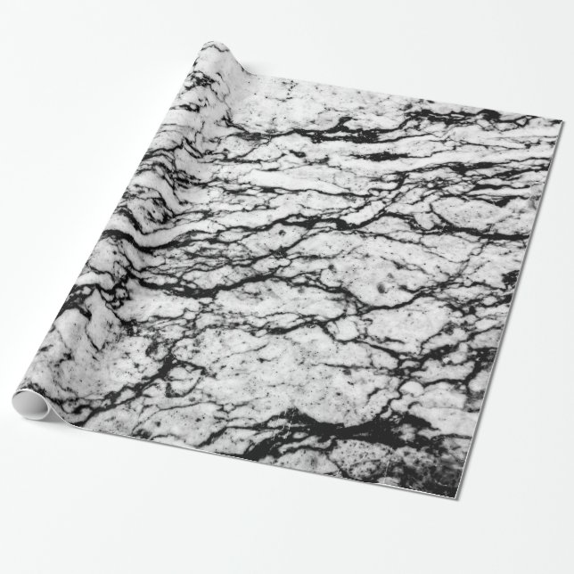 Schwarzweiss-Marmorsteinmuster Geschenkpapier (Ungerollt)