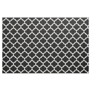 Schwarzweiss-Marokkaner Quatrefoil Gitter-Gewebe Stoff