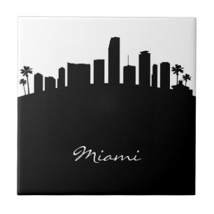 Schwarzweiss-Miami-Skyline Fliese