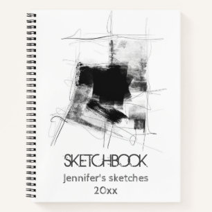 Schwarzweiß-Minimal Abstrakt Notizbuch