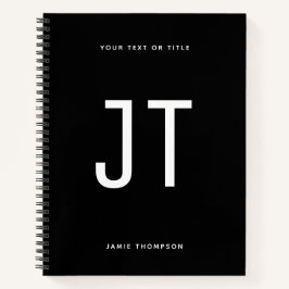 Schwarzweiß-Minimalistisch Einfache moderne Monogr Notizbuch