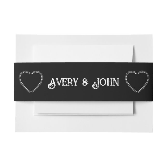 Schwarzweiß-Minimalistische gotische Hochzeit Einladungsbanderole (Vorderseite Beispiel)