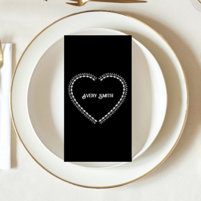 Schwarzweiß-Minimalistische gotische Hochzeit Platzkarte (Von Creator hochgeladen)